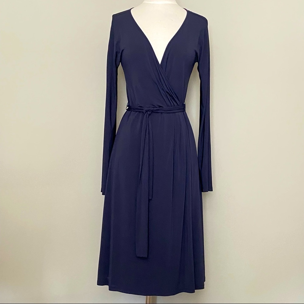Max Mara Gray Faux Wrap Long Sleeved Dress, IT 42